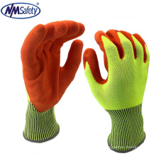 NMSAFETY 13 gauge comfortable Cut resistant gloves level 5 protection nitrile sandy finish coating food grade anti cut gloves